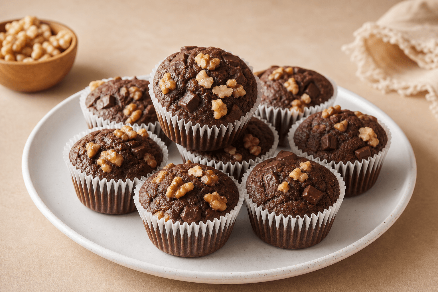 Walnut Chocolate Mini Muffins